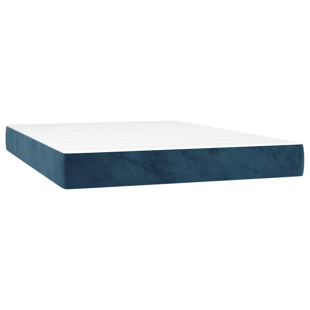 vidaXL Lit tapissier avec matelas bleu foncé 140x190 cm Velours