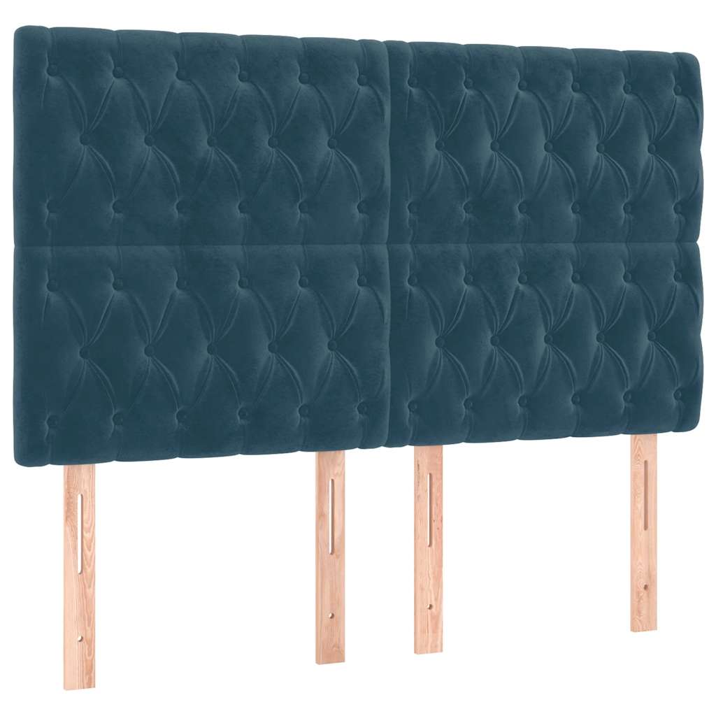 vidaXL Lit coffre avec matelas Bleu foncé 140x200 cm Velours