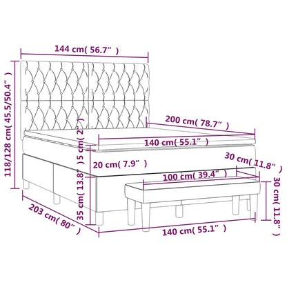 vidaXL Lit coffre avec matelas Bleu foncé 140x200 cm Velours