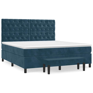 vidaXL Lit boxspring avec matelas Velours bleu foncé 160x200 cm