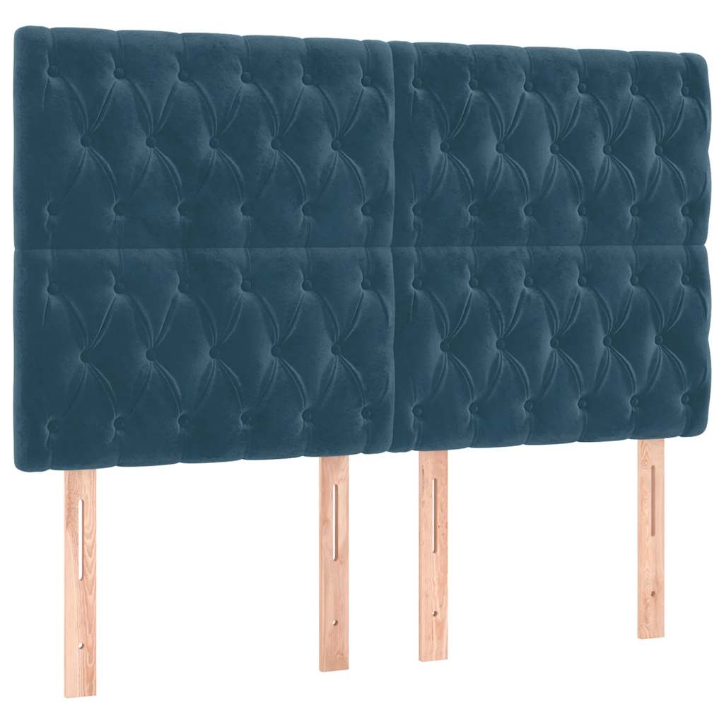 vidaXL Lit boxspring avec matelas Velours bleu foncé 160x200 cm