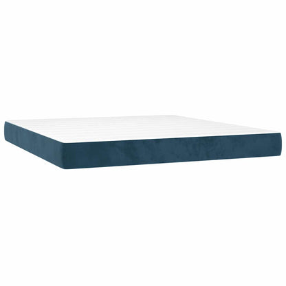 vidaXL Lit boxspring avec matelas Velours bleu foncé 160x200 cm