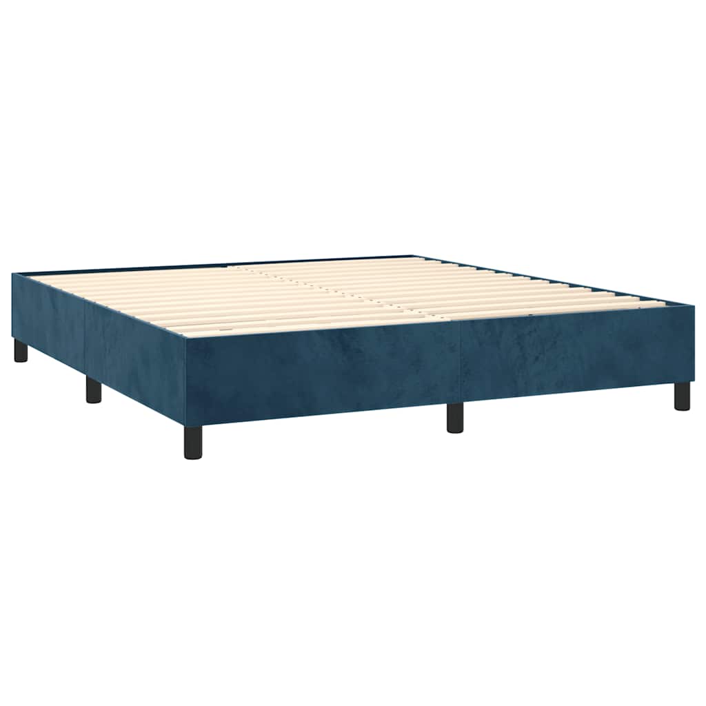 vidaXL Lit tapissier avec matelas bleu foncé 200x200 cm velours
