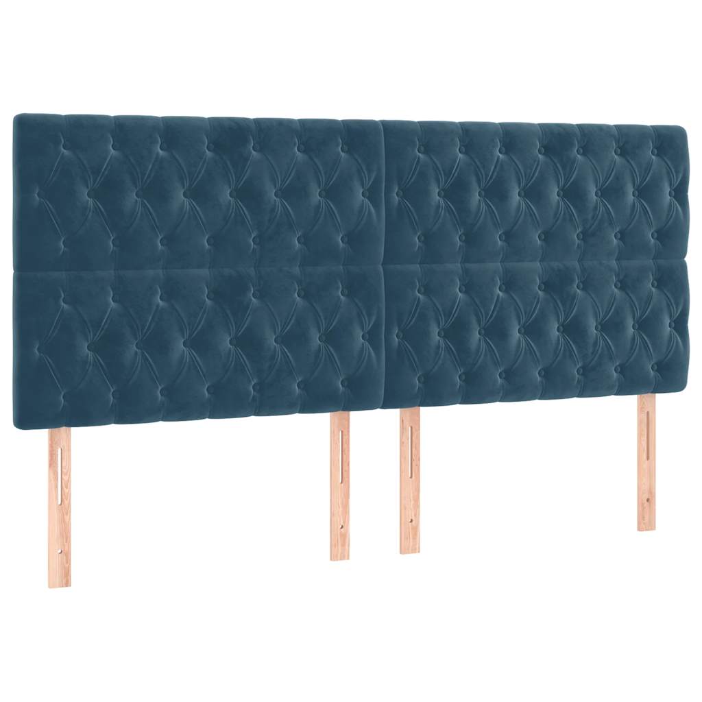vidaXL Lit tapissier avec matelas bleu foncé 200x200 cm velours