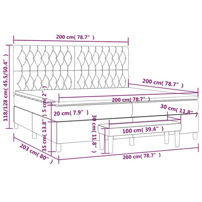 vidaXL Lit tapissier avec matelas bleu foncé 200x200 cm velours