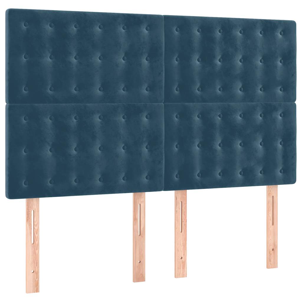 vidaXL Lit tapissier avec matelas bleu foncé 140x190 cm Velours