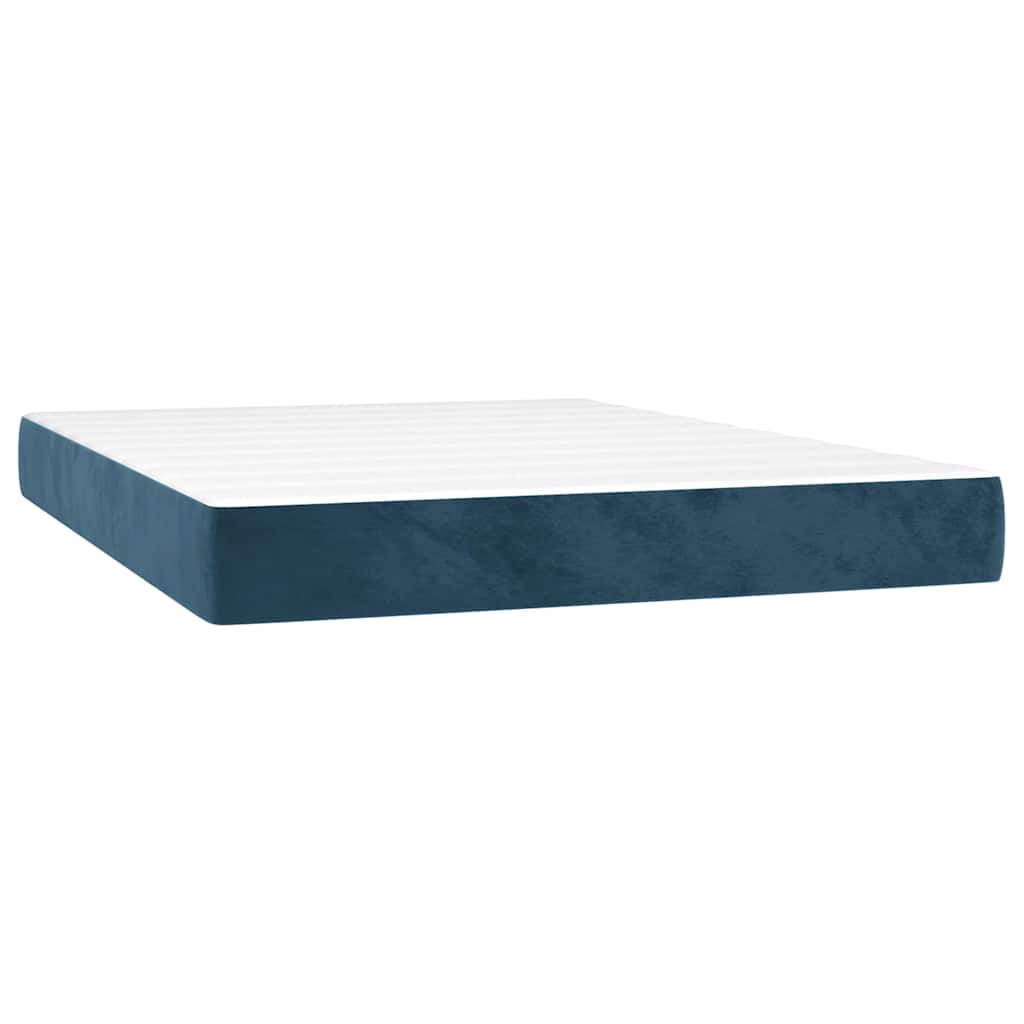 vidaXL Lit tapissier avec matelas bleu foncé 140x190 cm Velours