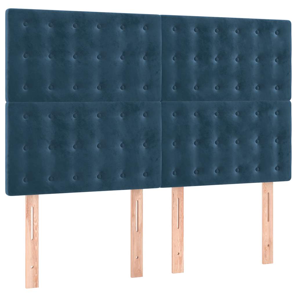vidaXL Lit coffre avec matelas Bleu foncé 140x200 cm Velours