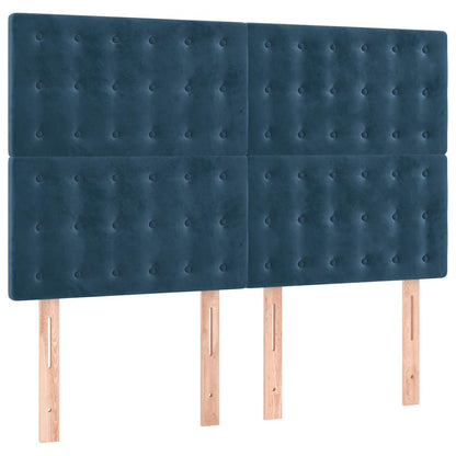 vidaXL Lit coffre avec matelas Bleu foncé 140x200 cm Velours