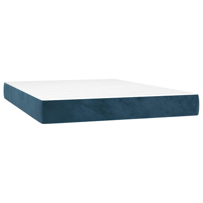 vidaXL Lit coffre avec matelas Bleu foncé 140x200 cm Velours