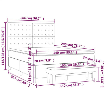 vidaXL Lit coffre avec matelas Bleu foncé 140x200 cm Velours