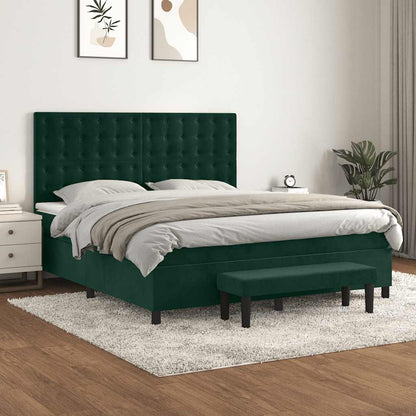 Boxspringbett mit Matratze Dunkelgrün 160x200 cm Samt