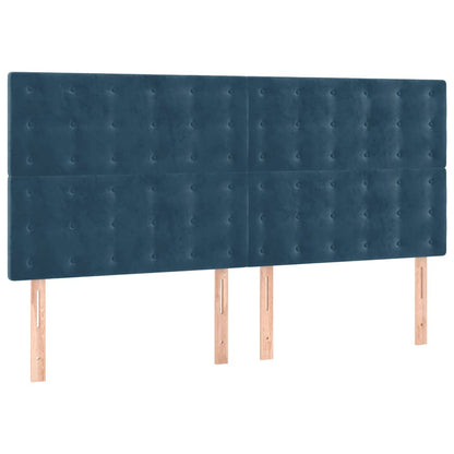 vidaXL Lit boxspring avec matelas Velours bleu foncé 160x200 cm