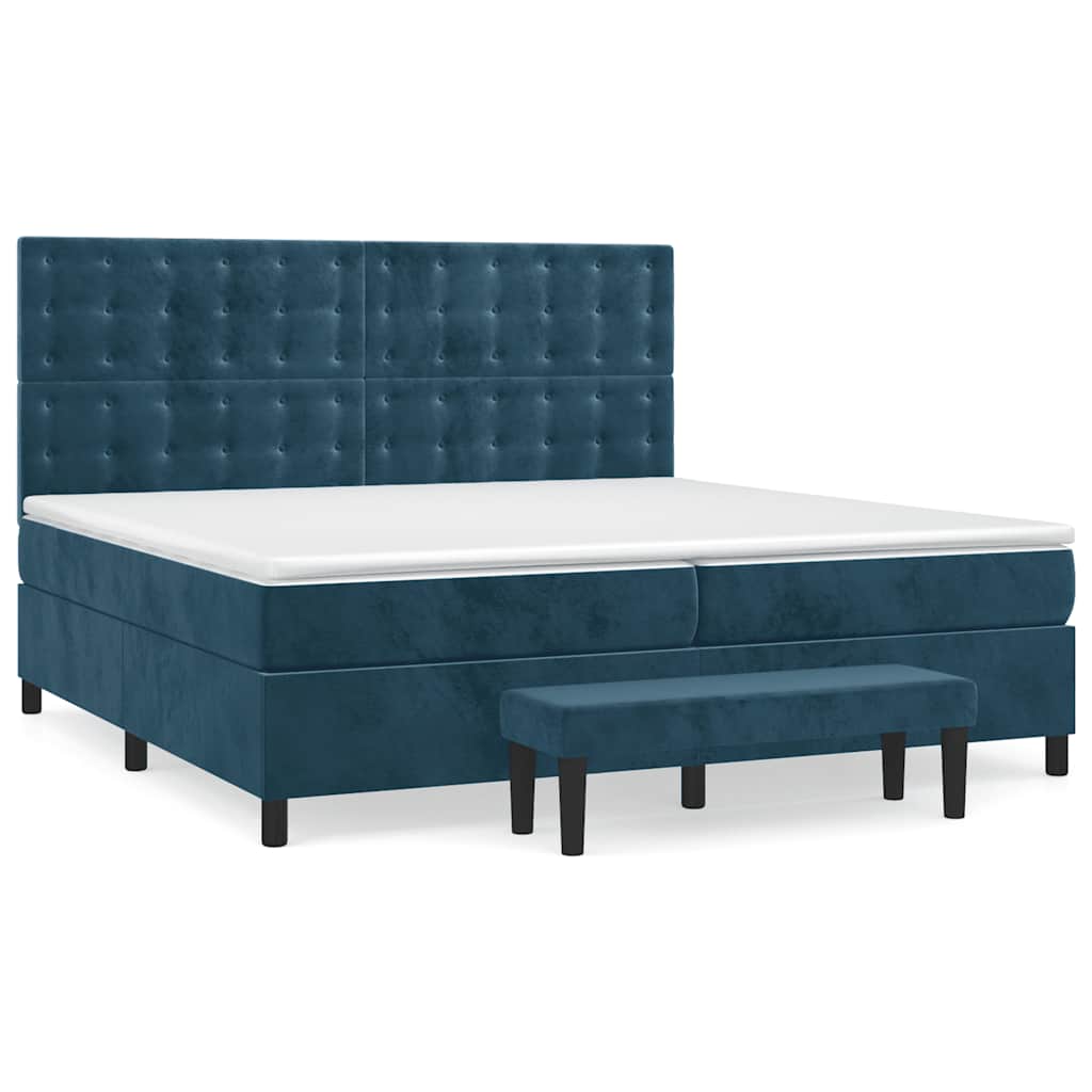 vidaXL Lit tapissier avec matelas bleu foncé 200x200 cm velours