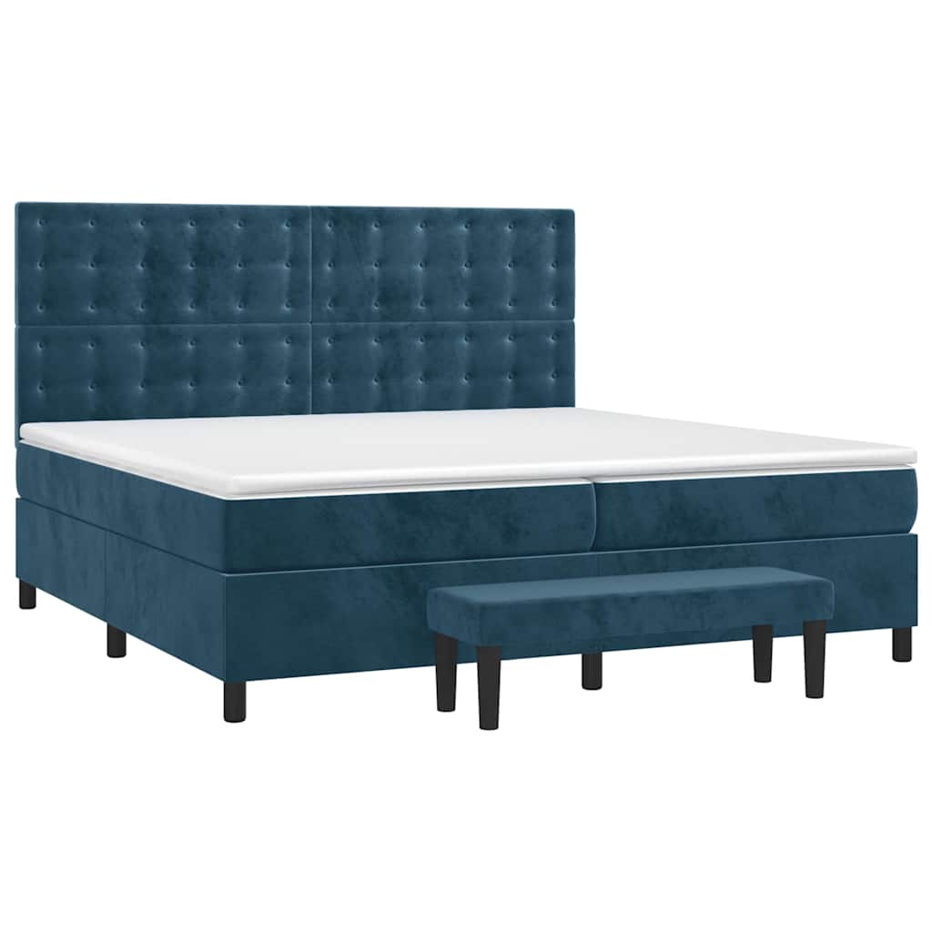 vidaXL Lit tapissier avec matelas bleu foncé 200x200 cm velours
