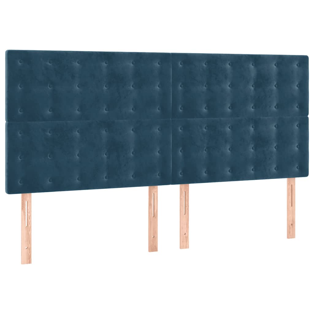 vidaXL Lit tapissier avec matelas bleu foncé 200x200 cm velours