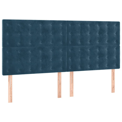 vidaXL Lit tapissier avec matelas bleu foncé 200x200 cm velours