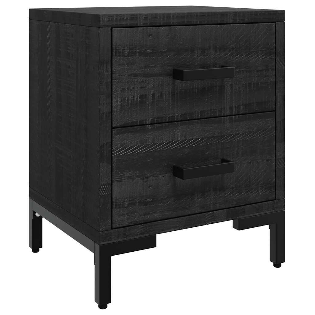 vidaXL Nachttische 2 Stk. Schwarz 36x30x45 cm Massivholz Kiefer