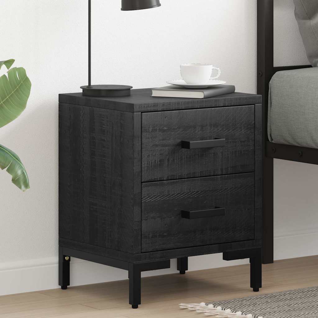 vidaXL Nachttische 2 Stk. Schwarz 36x30x45 cm Massivholz Kiefer