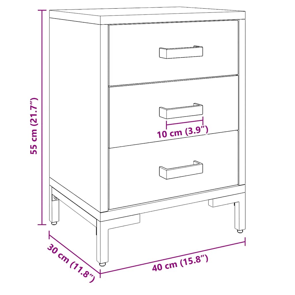 vidaXL Tables de chevet 2 pcs 40x30x55 cm Bois de pin massif