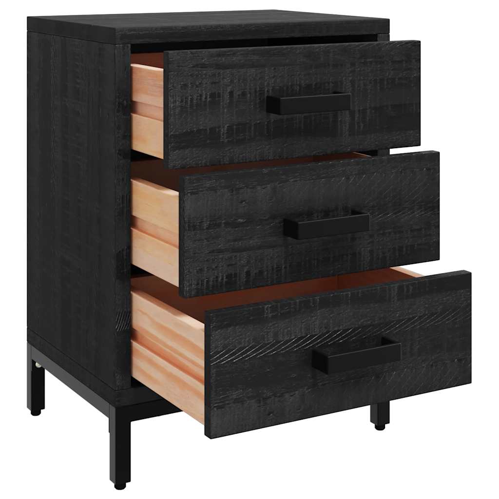vidaXL Nachttische 2 Stk. Schwarz 40x30x55 cm Massivholz Kiefer
