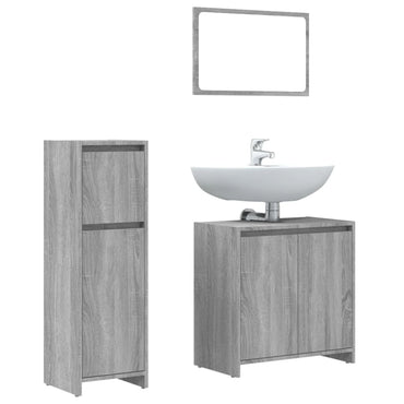 vidaXL Ensemble de meubles de salle de bain 3 pcs Gris Aggloméré Sonoma