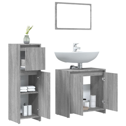 vidaXL Ensemble de meubles de salle de bain 3 pcs Gris Aggloméré Sonoma