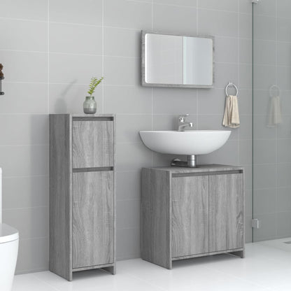 vidaXL Ensemble de meubles de salle de bain 3 pcs Gris Aggloméré Sonoma