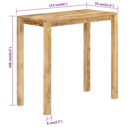 vidaXL Table de bar 112x55x108 cm en bois de manguier massif