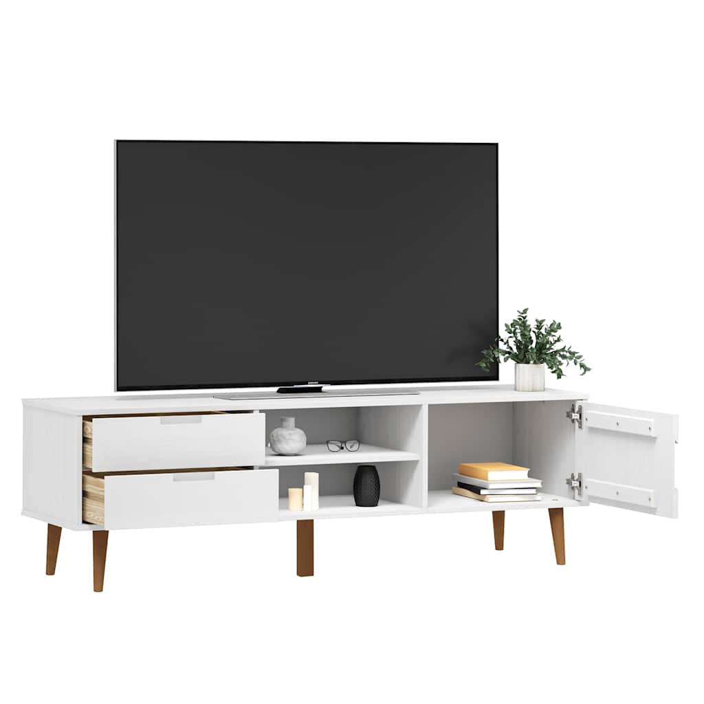 vidaXL Meuble TV MOLDE blanc 158x40x49 cm pin massif