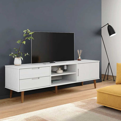 vidaXL Meuble TV MOLDE blanc 158x40x49 cm pin massif