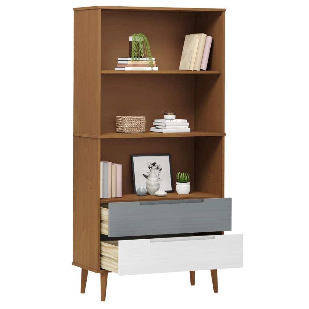 vidaXL Bücherregal MOLDE Braun 85x35x170,5 cm Massivholz Kiefer