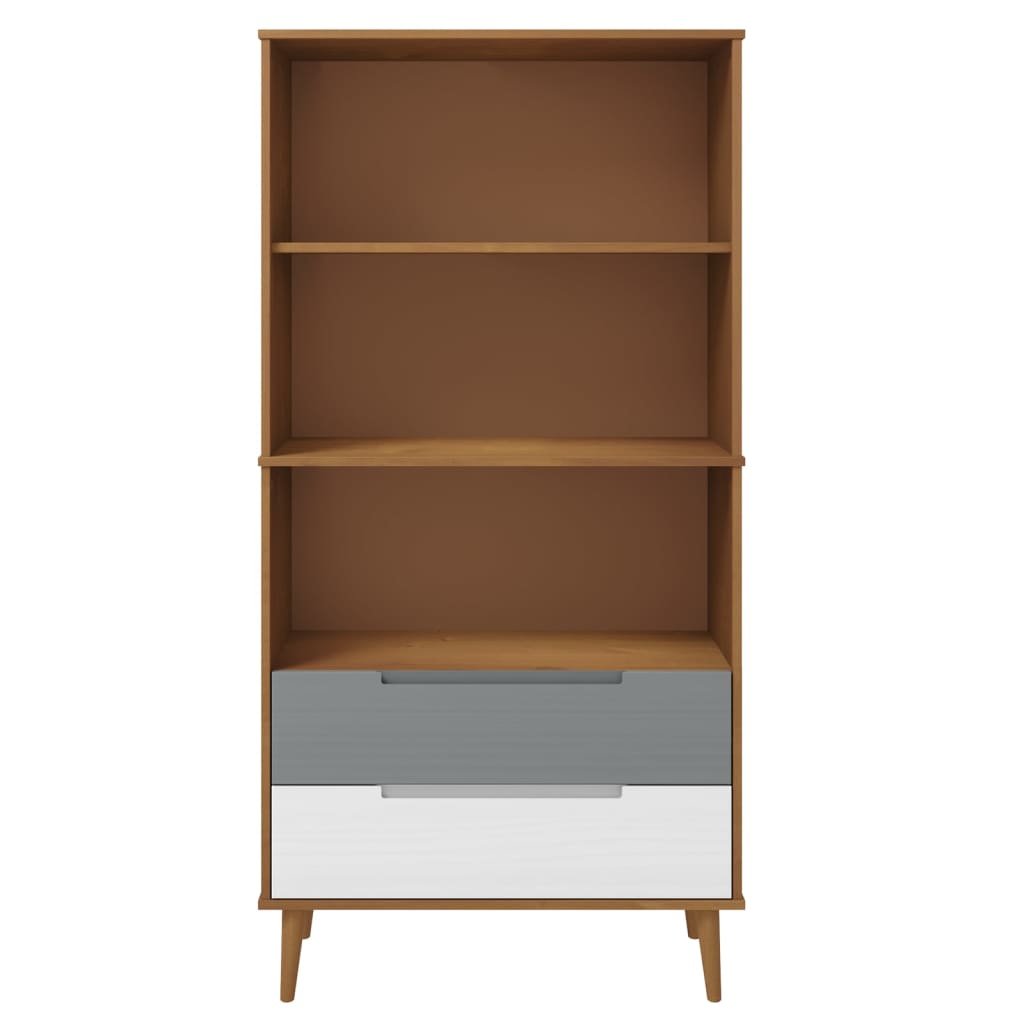 vidaXL Bücherregal MOLDE Braun 85x35x170,5 cm Massivholz Kiefer