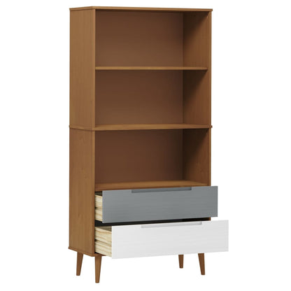 vidaXL Bücherregal MOLDE Braun 85x35x170,5 cm Massivholz Kiefer