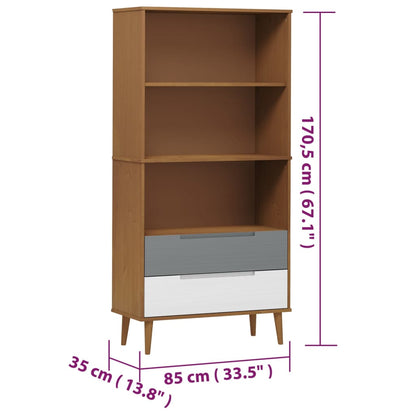 vidaXL Bücherregal MOLDE Braun 85x35x170,5 cm Massivholz Kiefer