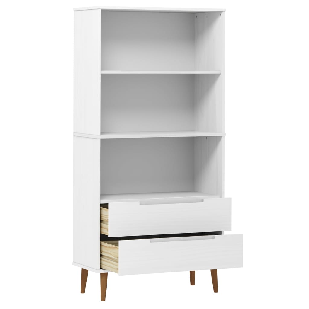 vidaXL Bücherregal MOLDE Weiß 85x35x170,5 cm Massivholz Kiefer
