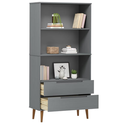 vidaXL Bücherregal MOLDE Grau 85x35x170,5 cm Massivholz Kiefer