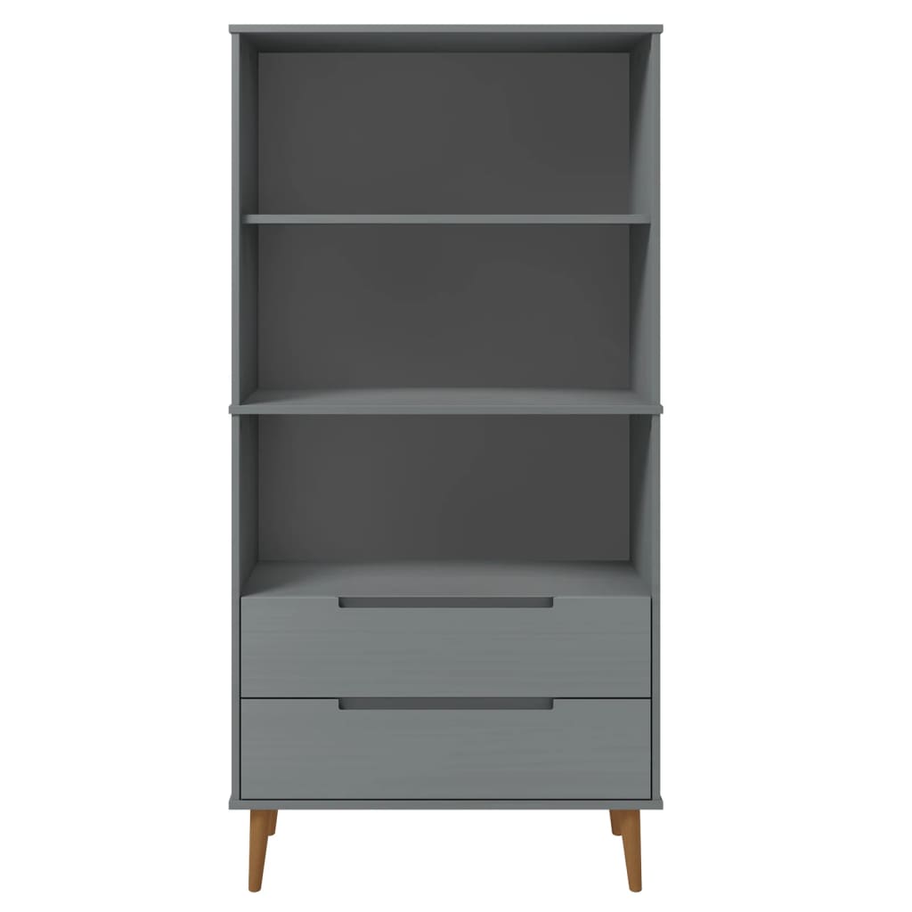 vidaXL Bücherregal MOLDE Grau 85x35x170,5 cm Massivholz Kiefer