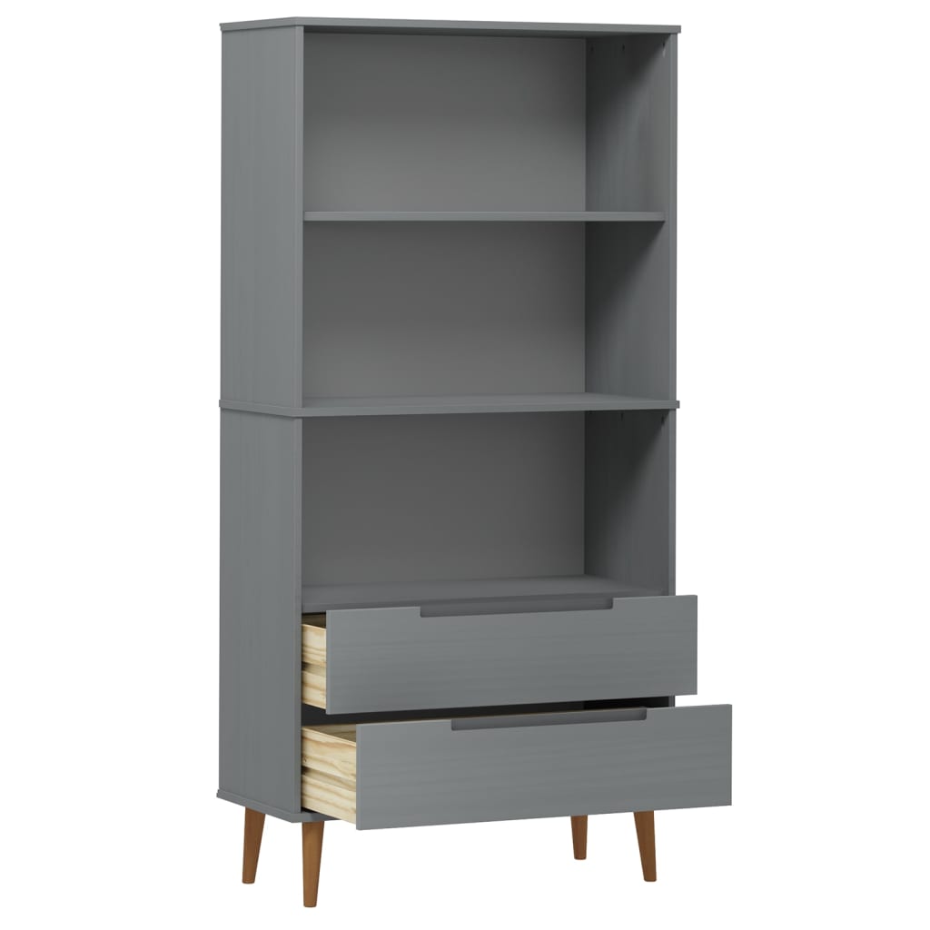 vidaXL Bücherregal MOLDE Grau 85x35x170,5 cm Massivholz Kiefer