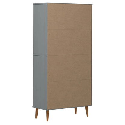 vidaXL Bücherregal MOLDE Grau 85x35x170,5 cm Massivholz Kiefer