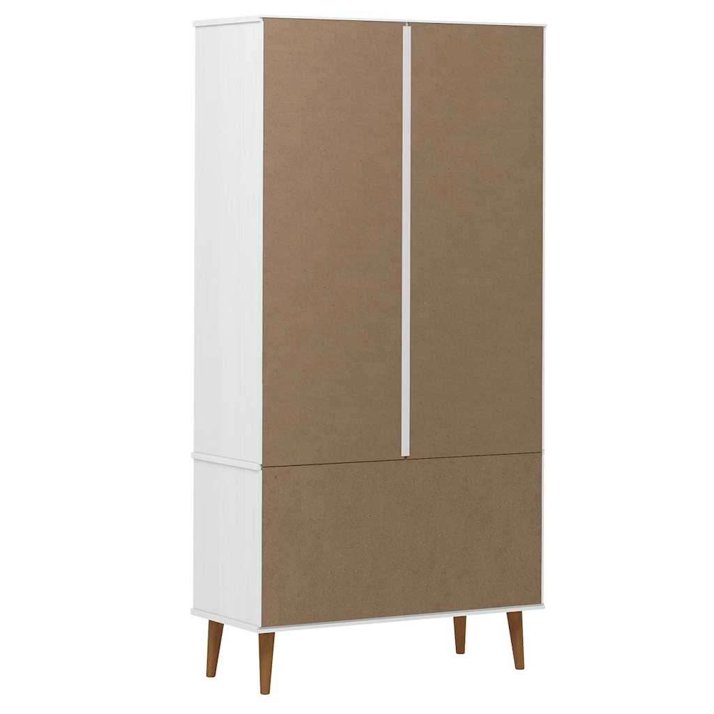 vidaXL Vitrinenschrank MOLDE Weiß 90x35x175 cm Massivholz Kiefer