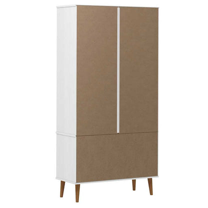 vidaXL Vitrinenschrank MOLDE Weiß 90x35x175 cm Massivholz Kiefer