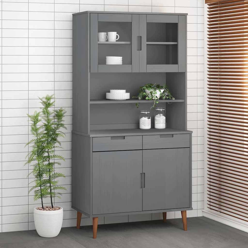 vidaXL Sur-Buffet MOLDE Gris 90x35x100 cm Bois de pin massif