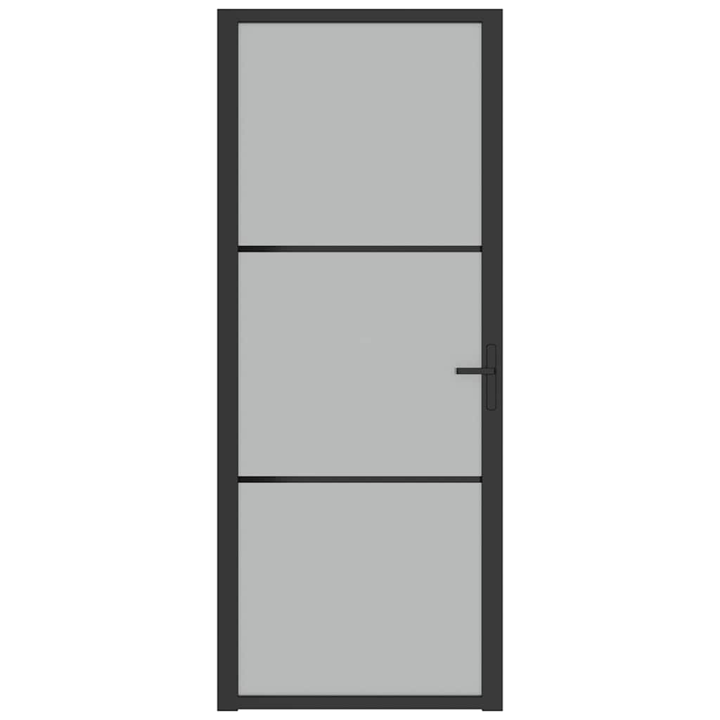 Innentür 83x201,5 cm Schwarz Mattglas und Aluminium