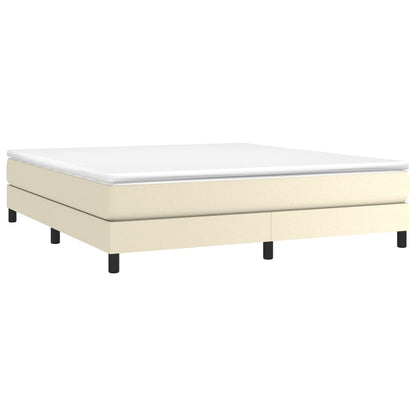 vidaXL Boxspringbett mit Matratze Creme 160x200 cm Kunstleder