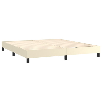 vidaXL Boxspringbett mit Matratze Creme 160x200 cm Kunstleder
