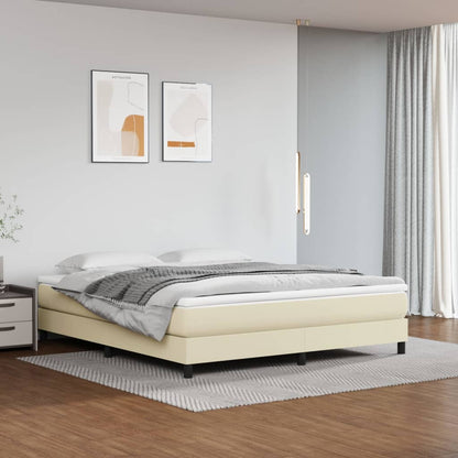 vidaXL Boxspringbett mit Matratze Creme 160x200 cm Kunstleder