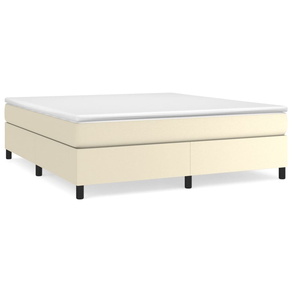 vidaXL Boxspringbett mit Matratze Creme 160x200 cm Kunstleder