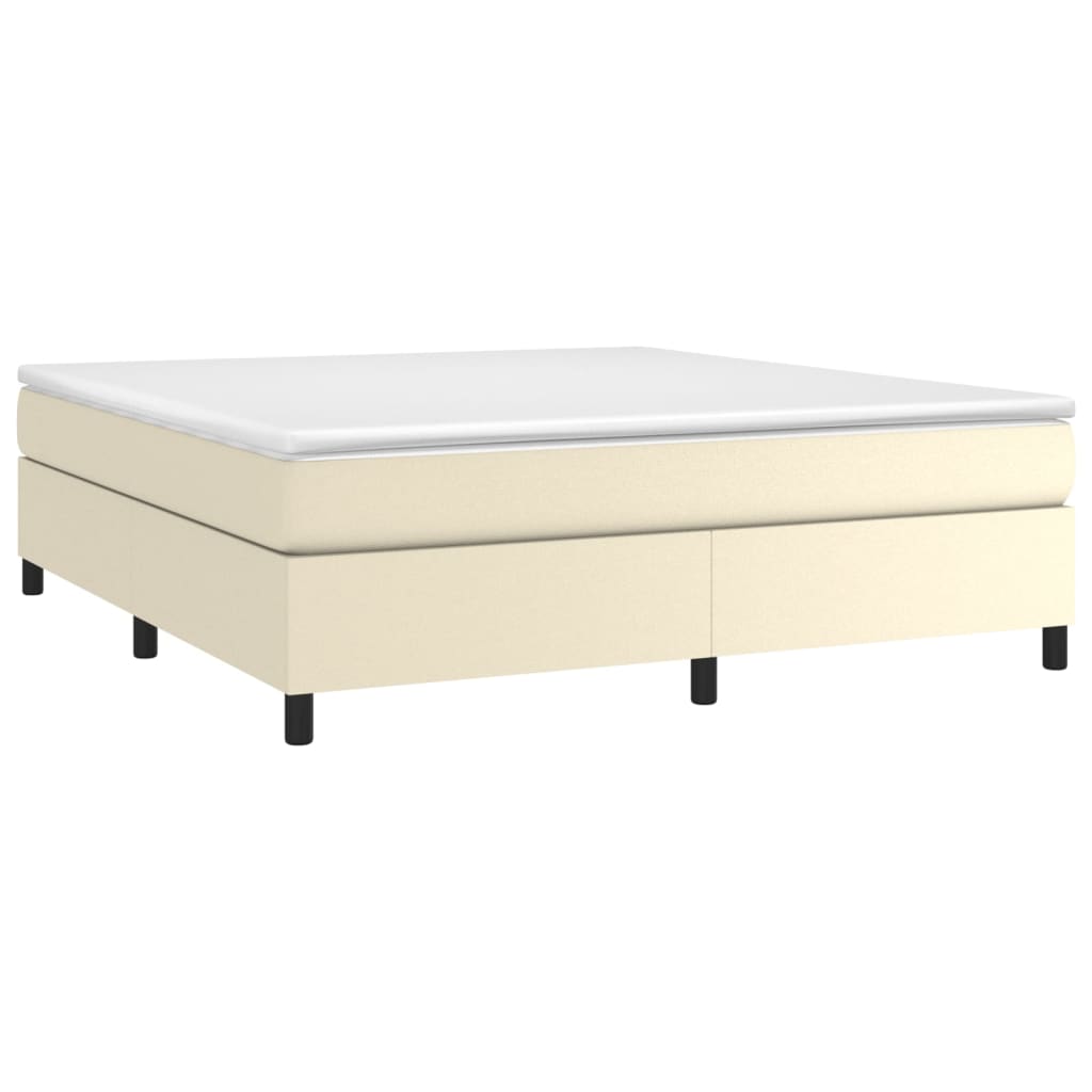 vidaXL Boxspringbett mit Matratze Creme 160x200 cm Kunstleder