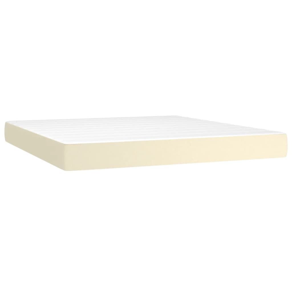 vidaXL Boxspringbett mit Matratze Creme 160x200 cm Kunstleder